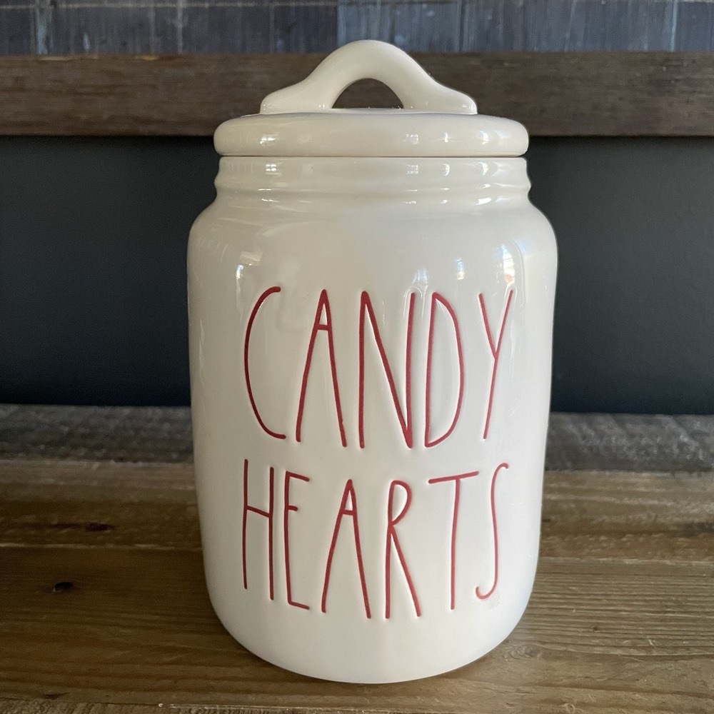 RAE DUNN Artisan Collection by Magenta Ceramic Canister Treat Jar - CANDY HEARTS